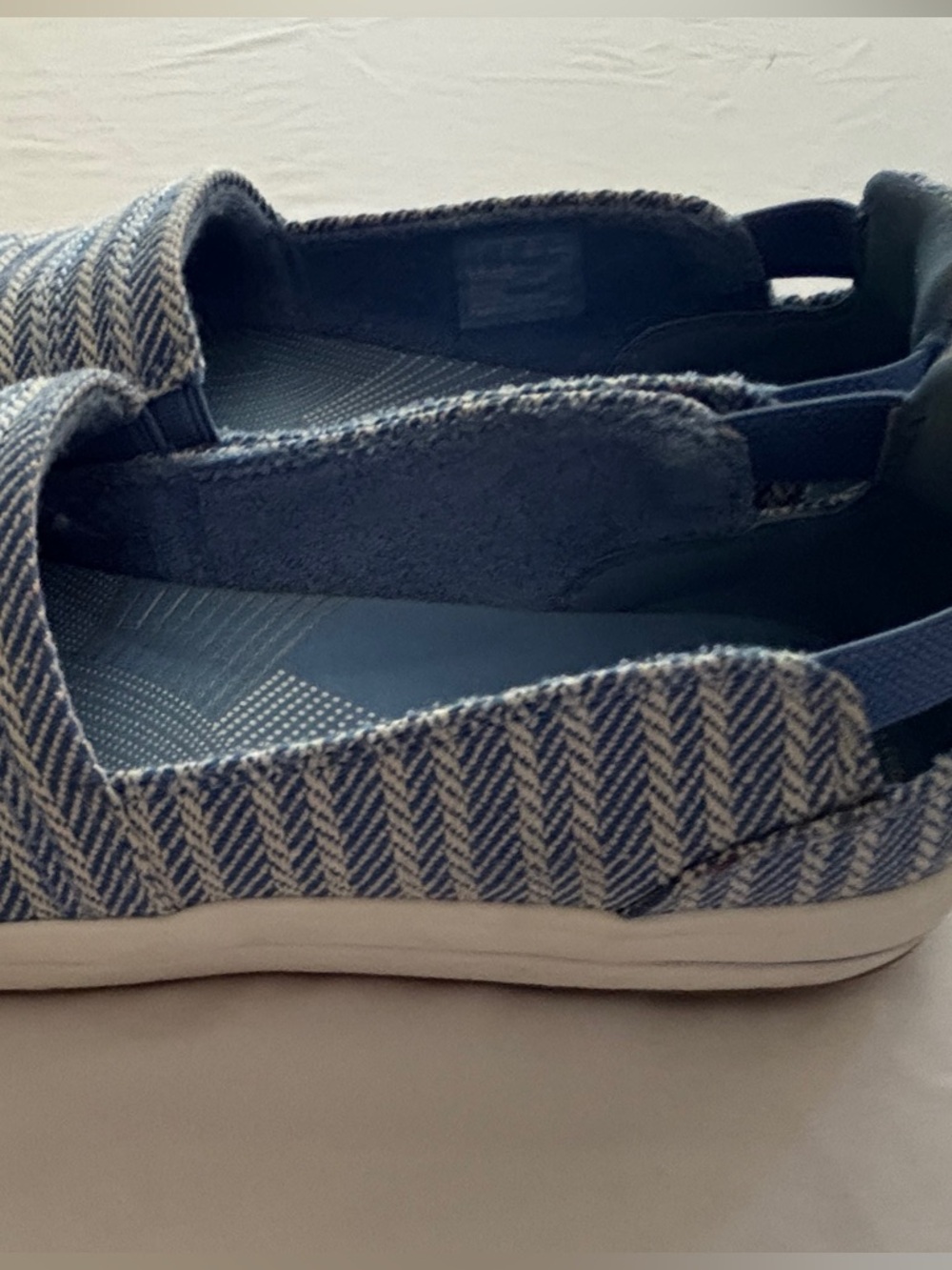 Clarks Blue and White Striped Cloudsteppers Slip-Ons - Picture 5 of 7